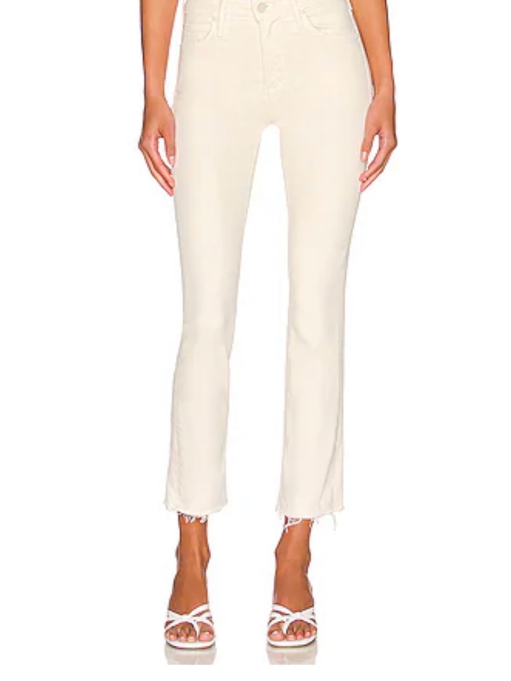 MOTHER The Mid Rise Crop Fray Dazzler Jeans – cream – Size 26